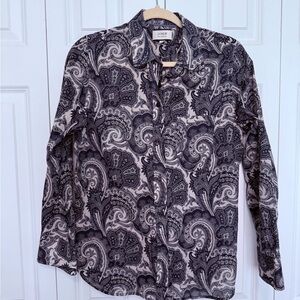 J. Crew Collection Navy and White Paisley Shirt